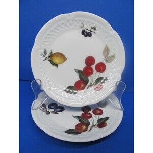 Philippe Deshoulieres Porcelaine Lourioux Set Of 2 Cherries 5.75" Canape Plates